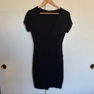 NWOT Cotton On Black Ribbed Faux Wrap Dress Size M